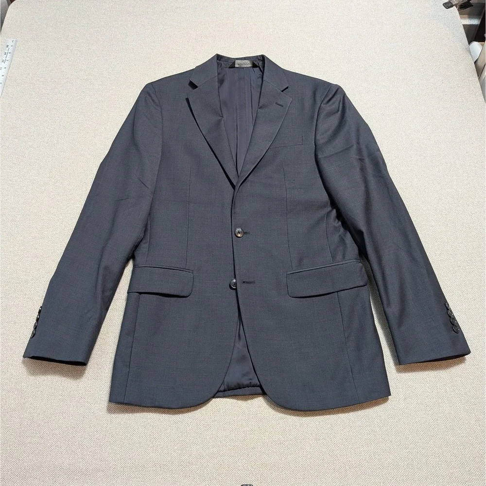 Jos A Bank Traveler Men's Blazer 38L Charcoal Wool Slim Fit Suit Jacket Formal